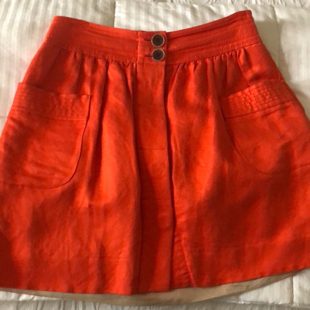 J Crew Orange button front skirt